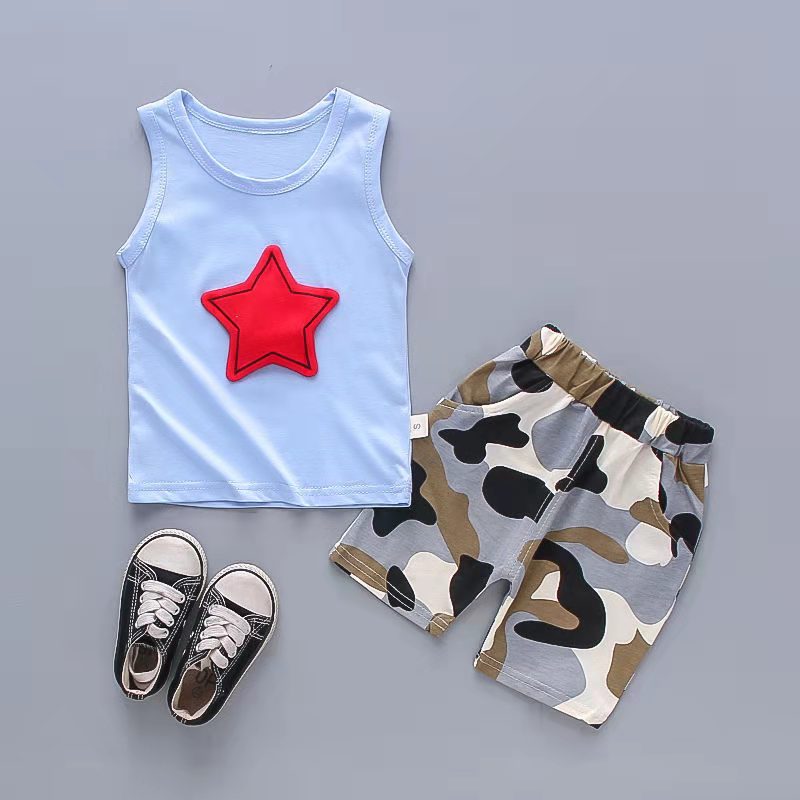 D-baby 2Pcs Kids Baby Girls Boys Rabbit/Dinosaurs Print Sleeveless Top+ Shorts Outfits Clothes Set