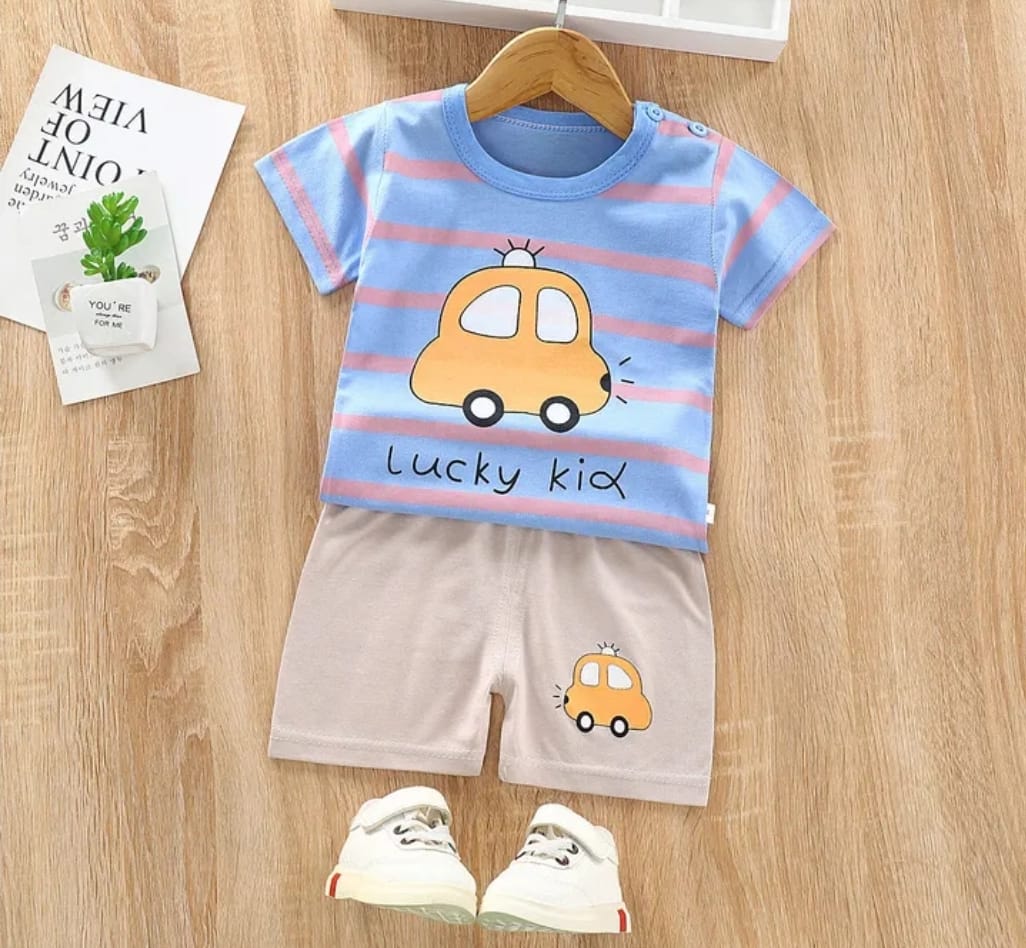 D-baby 0-6y 2PCS Kids Boy Toddler Shirt Top+Shorts Overalls Set Outfit Kids Cotton Suits