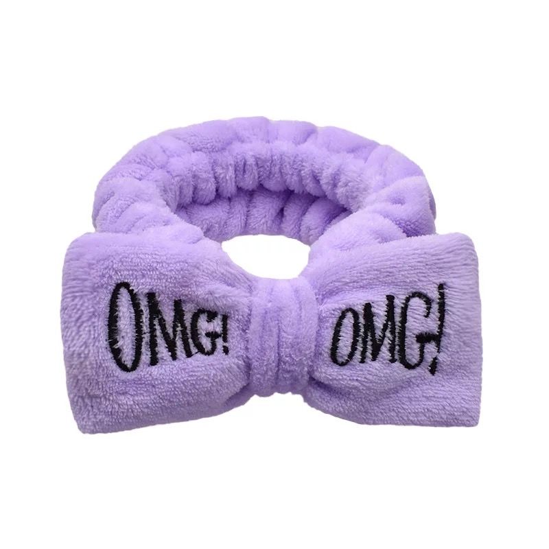 D-baby New OMG Letter Coral Fleece Wash Face Bow Hairbands For Women Girls Hair Accessories