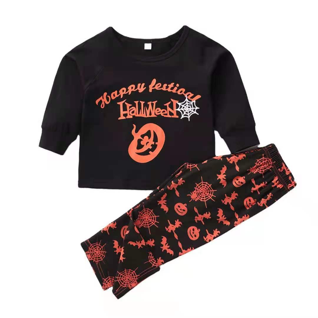 D-baby Unisex Holiday Pumpkin printing Clothing Set, Halloween boys cotton home clothes