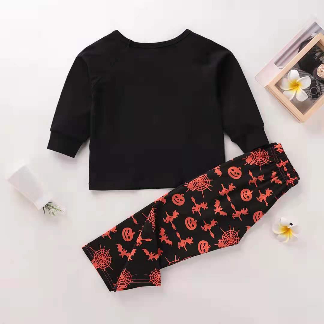 D-baby Unisex Holiday Pumpkin printing Clothing Set, Halloween boys cotton home clothes
