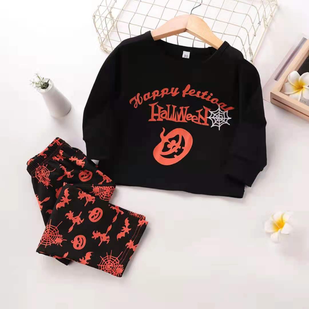 D-baby Unisex Holiday Pumpkin printing Clothing Set, Halloween boys cotton home clothes