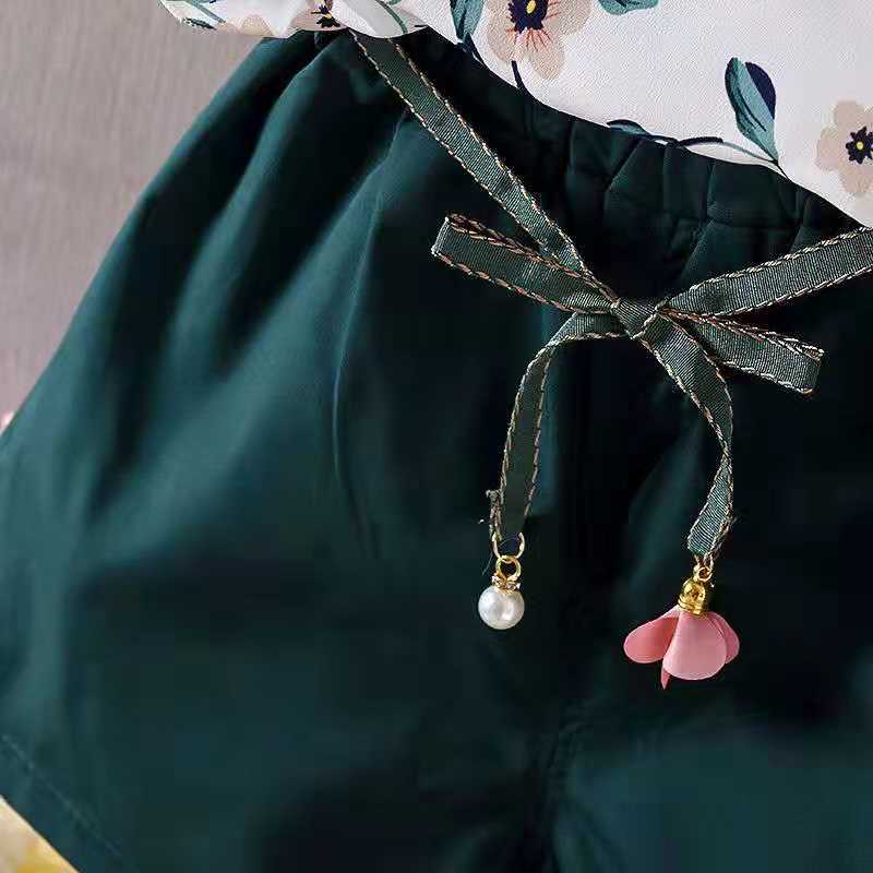 D-baby 2PCS Cute Baby Clothes Baby Girls 0-4 years old Top +shorts suit Lovely and sweet suit