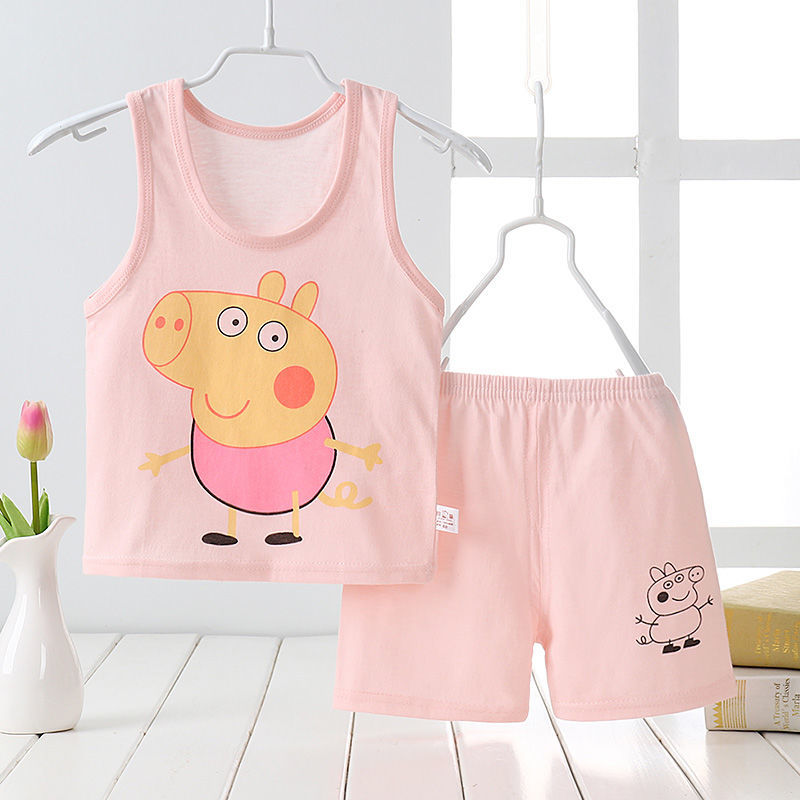 D-baby 2Pcs Kids Baby Boys Girls Suit sleeveless shirt+ shorts Outfits Clothes Set