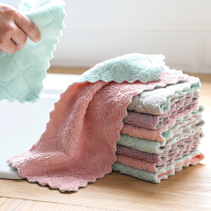 MIBO 4 Pcs Fiber Kitchen Cleaning Cloth Water Absorbing Washing Towels