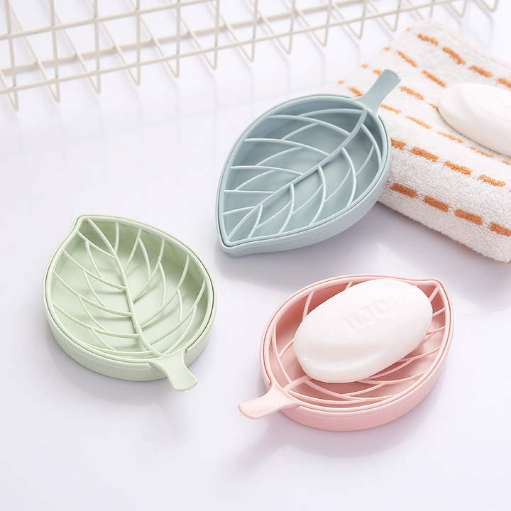 MIBO Creative Leaf Shape Soap Box Double Layer Colorful Wash Soap Box Toilet Bathroom