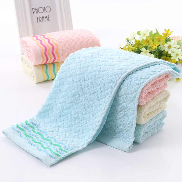 MIBO 3 Pcs Wavy Cotton Towel Supermarket Gift Daily Use Water Absorbent Face Towel