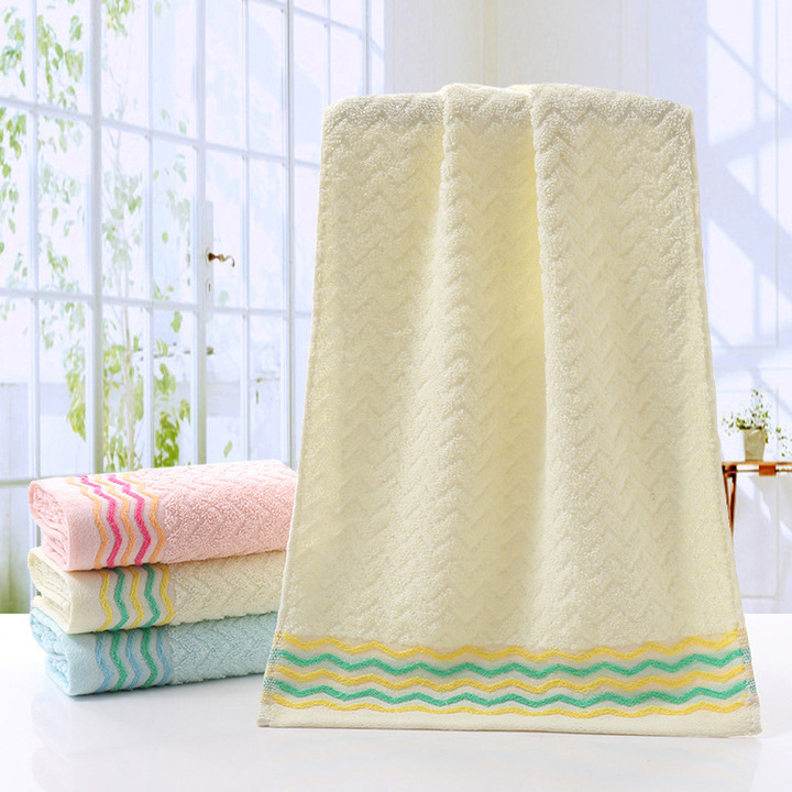 MIBO 3 Pcs Wavy Cotton Towel Supermarket Gift Daily Use Water Absorbent Face Towel