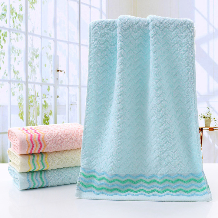 MIBO 3 Pcs Wavy Cotton Towel Supermarket Gift Daily Use Water Absorbent Face Towel