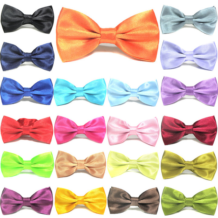 MIBO Double Cloth Bow Tie Men's Business Dress Bow Tie Pure Color Korean Style Bow