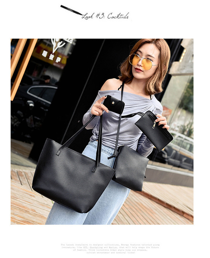 MIBO Korean Women's Four-piece Set Bag Simple Fashion Slant Bag Leisure Shoulder Bag Handbag 4 in1