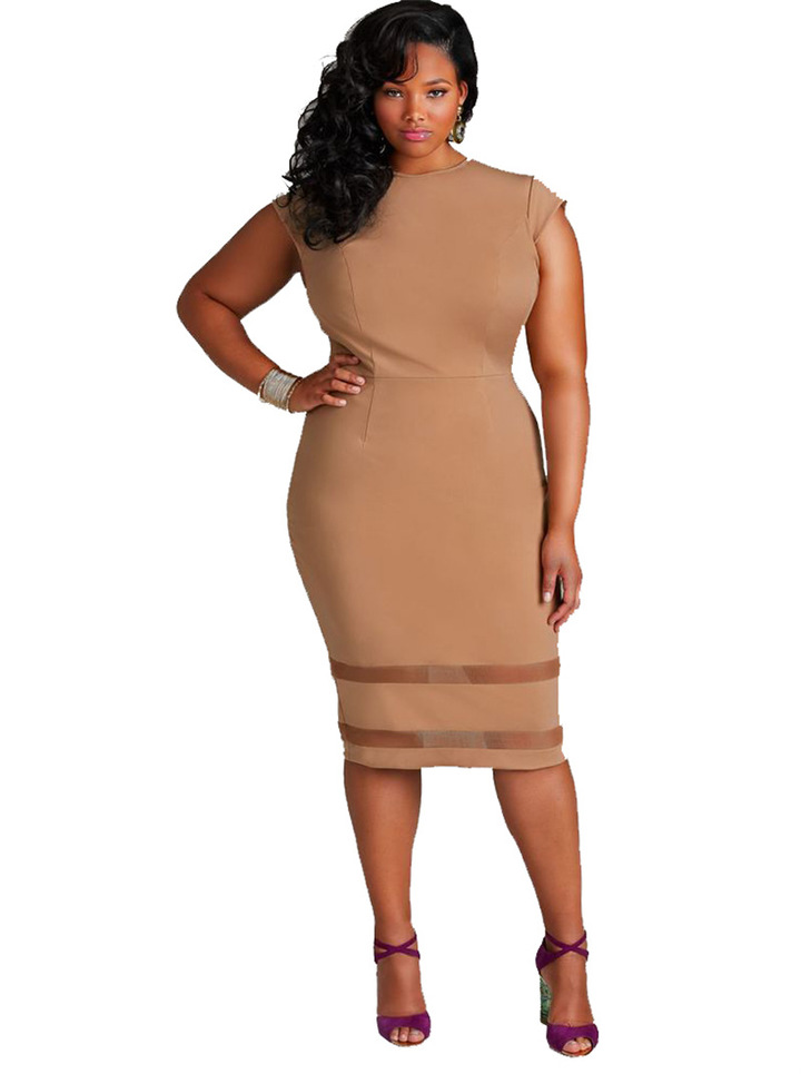 MIBO Hot Selling Sexy Large Size Women's Clothing Fat Woman Dress Pure Color Mesh Yarn Splice Skirt