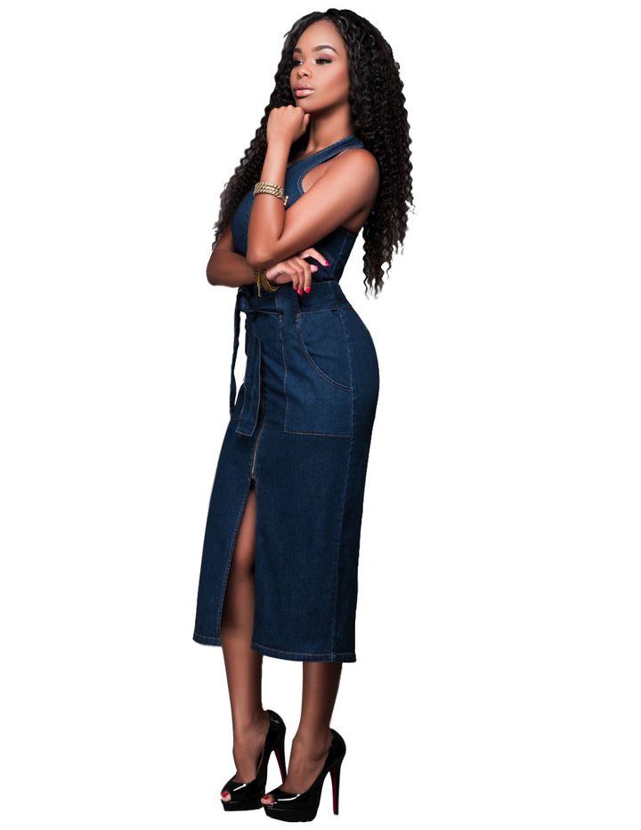 MIBO Standard Size Sexy Fashionable Sleeveless Jeans Dress