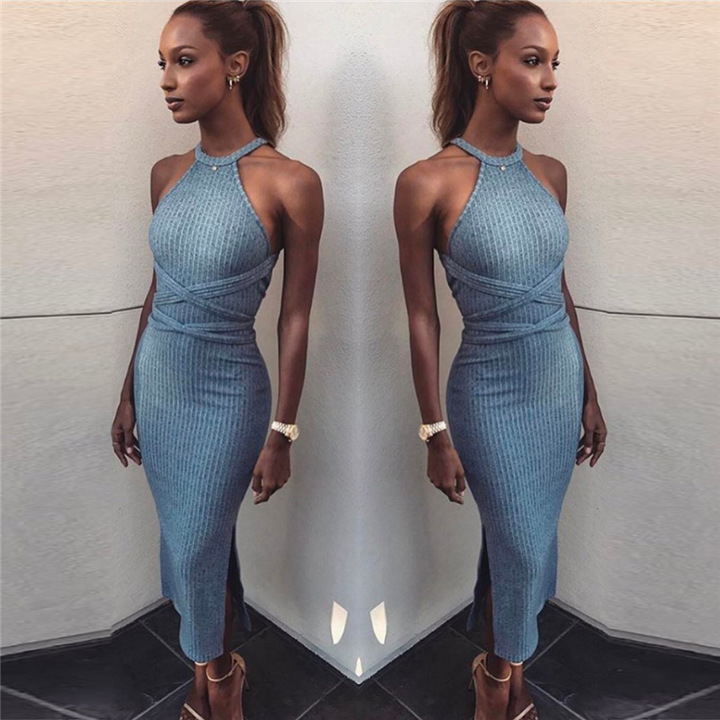 MIBO Hot Selling Summer Women's Backless Dresses New Sleeveless Dresses  Long Skirts