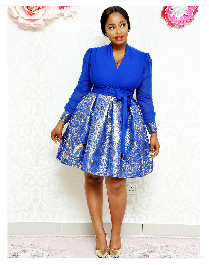 MIBO Africa Dress Gilded Pattern Long-sleeved Dress