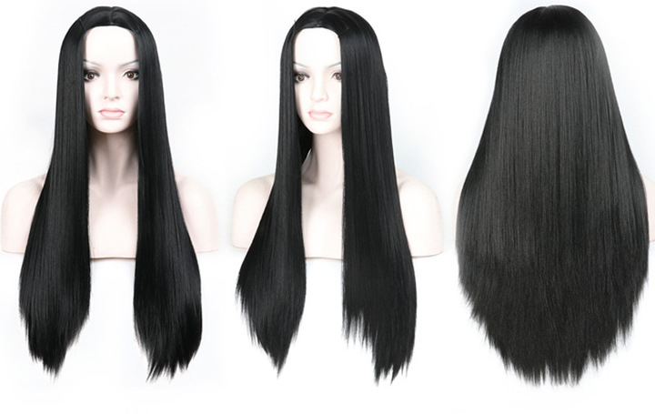 MIBO African Whole Wig Head Wig Cover Long Straight Hair Synthetic High Temperature Silk Wig