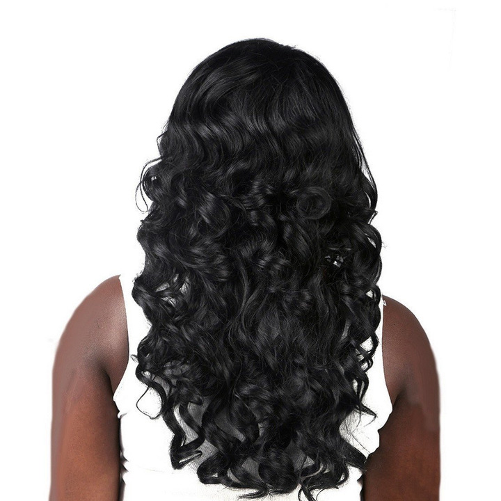 MIBO Lady Big Wave Curly Hair Partial Wig Black Synthetic Wigs
