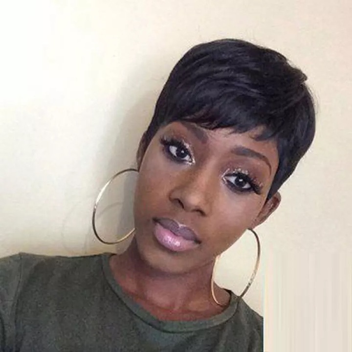 MIBO Fashion Women&apos;s Short Straight Hair Wig Cover Oblique Bangs Hair Wig