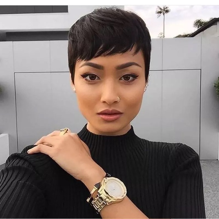 MIBO Fashion Women&apos;s Short Straight Hair Wig Cover Oblique Bangs Hair Wig
