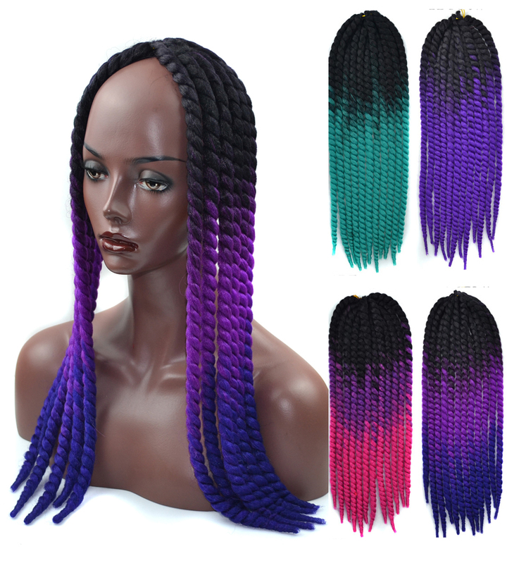 MIBO 22 Inch Twisted Braided Hair Wig Black Women Pigtail Braid Havana Mambo Twist