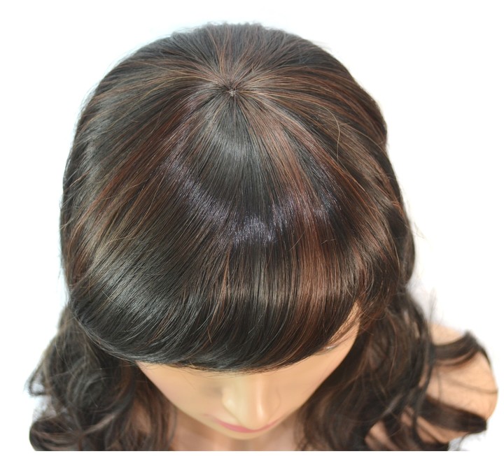 MIBO Fashion Wig Girls Curly Hair Middle Part Bangs Picking and Dyeing Wig Headsets