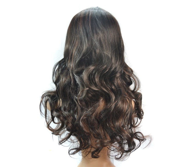 MIBO Fashion Wig Girls Curly Hair Middle Part Bangs Picking and Dyeing Wig Headsets