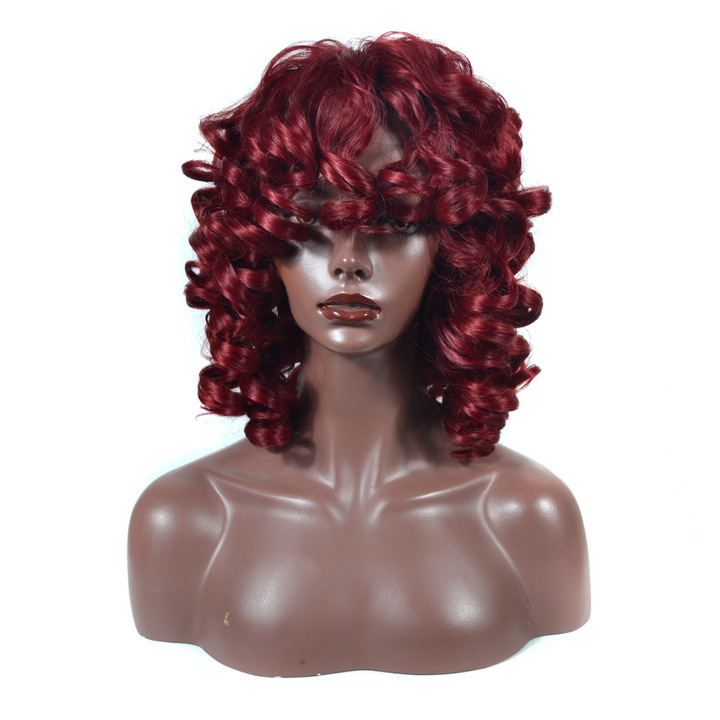 MIBO New Lady Natural Realistic Loose Curly Hair Wig African Black Wigs Short Curly Hair Wigs