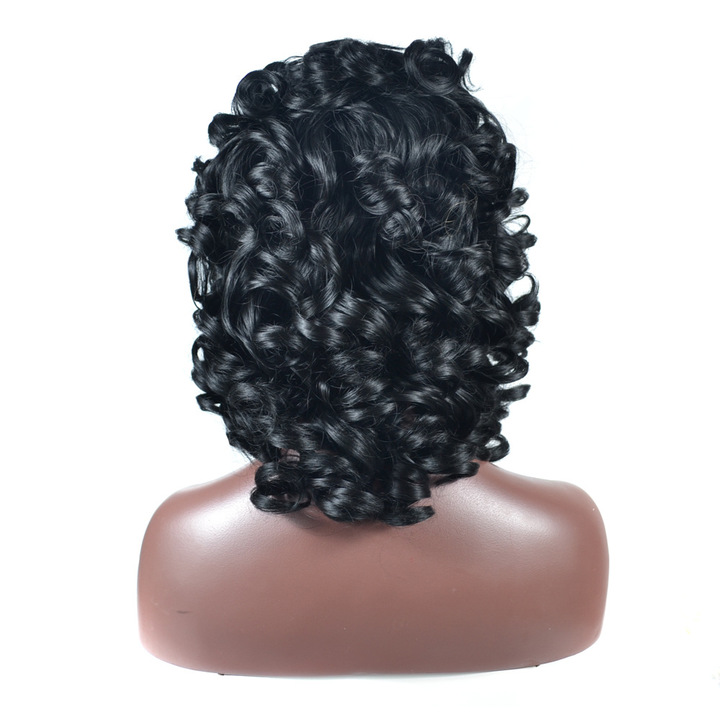 MIBO New Lady Natural Realistic Loose Curly Hair Wig African Black Wigs Short Curly Hair Wigs