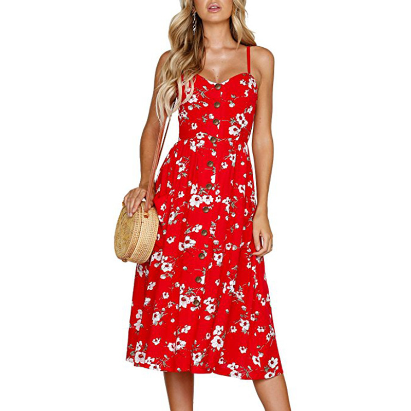 MIBO 2019 New Summer Sunflower Pineapple Pattern Printing Sexy Dress Multi Color