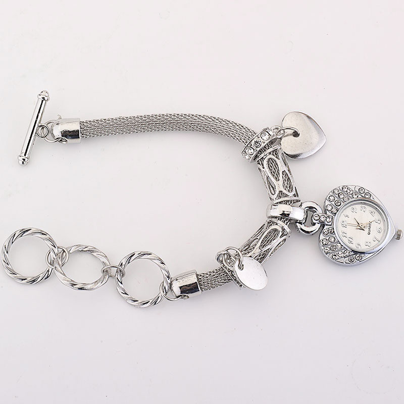 MIBO Woman's Bracelet Watch Golden Silver Peach Heart Bracelet Watch Gift