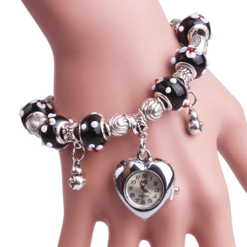 MIBO Woman's Bracelet Watch Golden Silver Peach Heart Bracelet Watch Gift