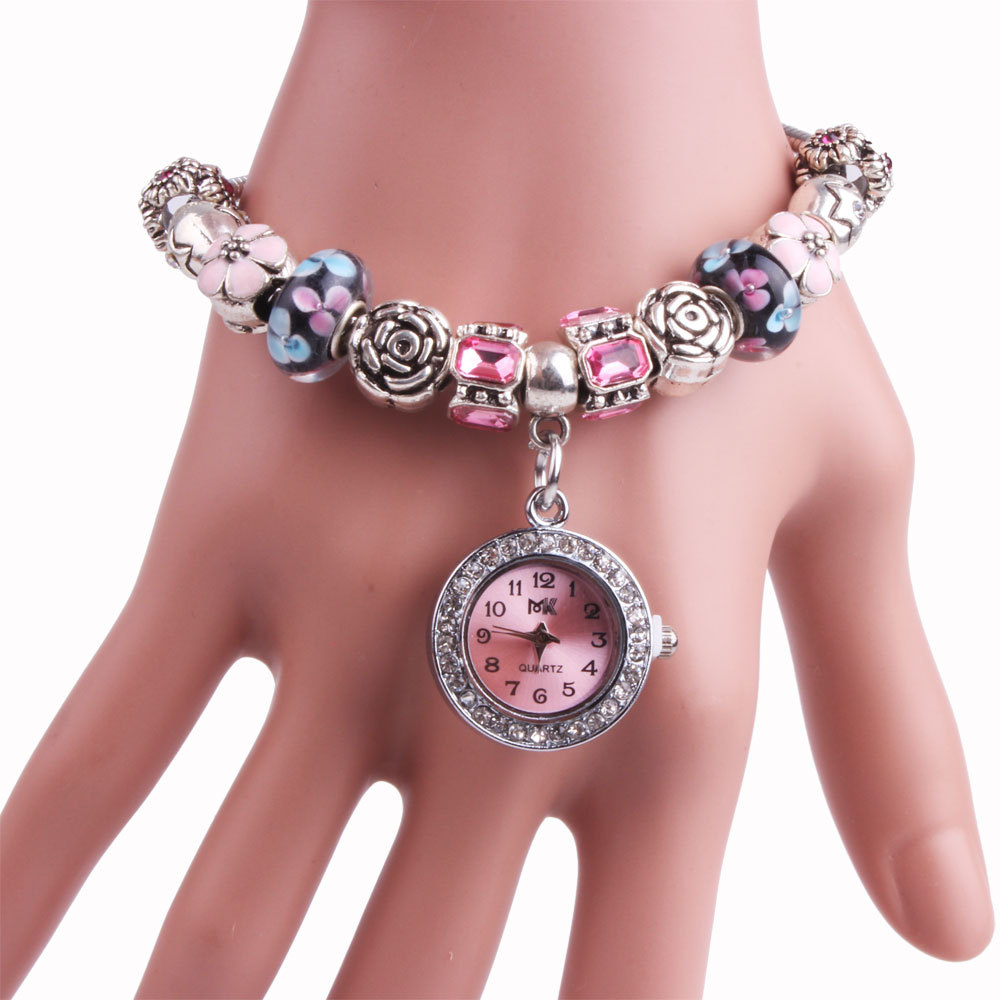 MIBO Woman's Bracelet Watch Golden Silver Peach Heart Bracelet Watch Gift