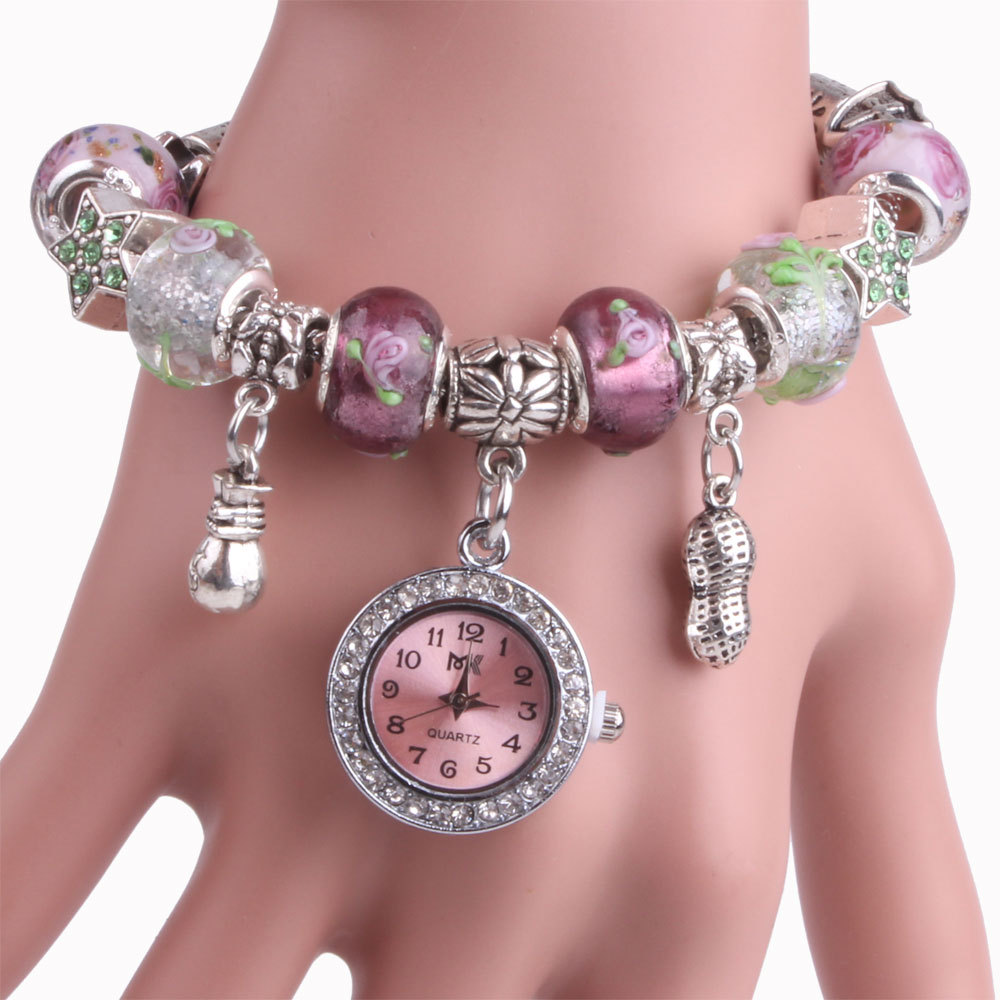 MIBO Woman's Bracelet Watch Golden Silver Peach Heart Bracelet Watch Gift