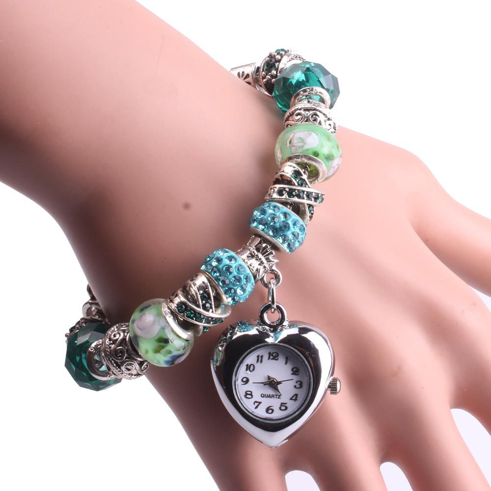 MIBO Woman's Bracelet Watch Golden Silver Peach Heart Bracelet Watch Gift