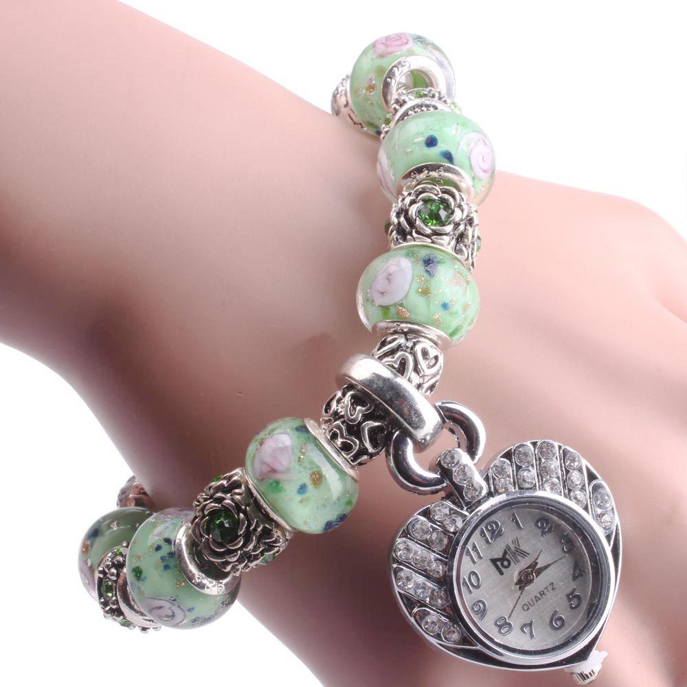 MIBO Woman's Bracelet Watch Golden Silver Peach Heart Bracelet Watch Gift