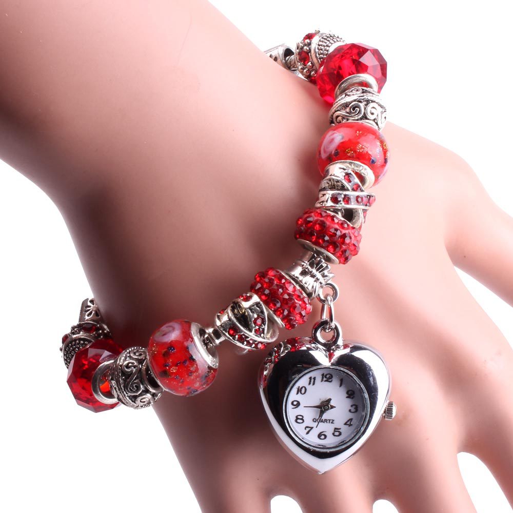 MIBO Woman's Bracelet Watch Golden Silver Peach Heart Bracelet Watch Gift