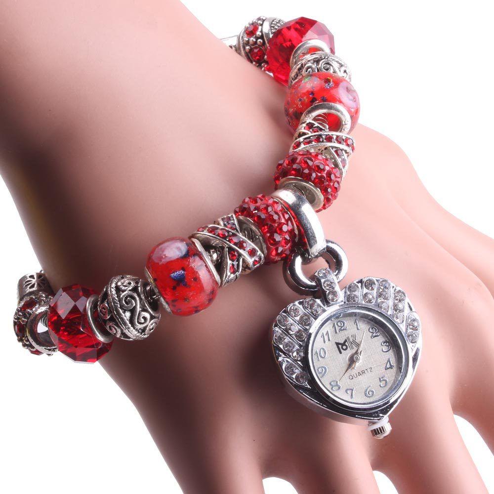 MIBO Woman's Bracelet Watch Golden Silver Peach Heart Bracelet Watch Gift