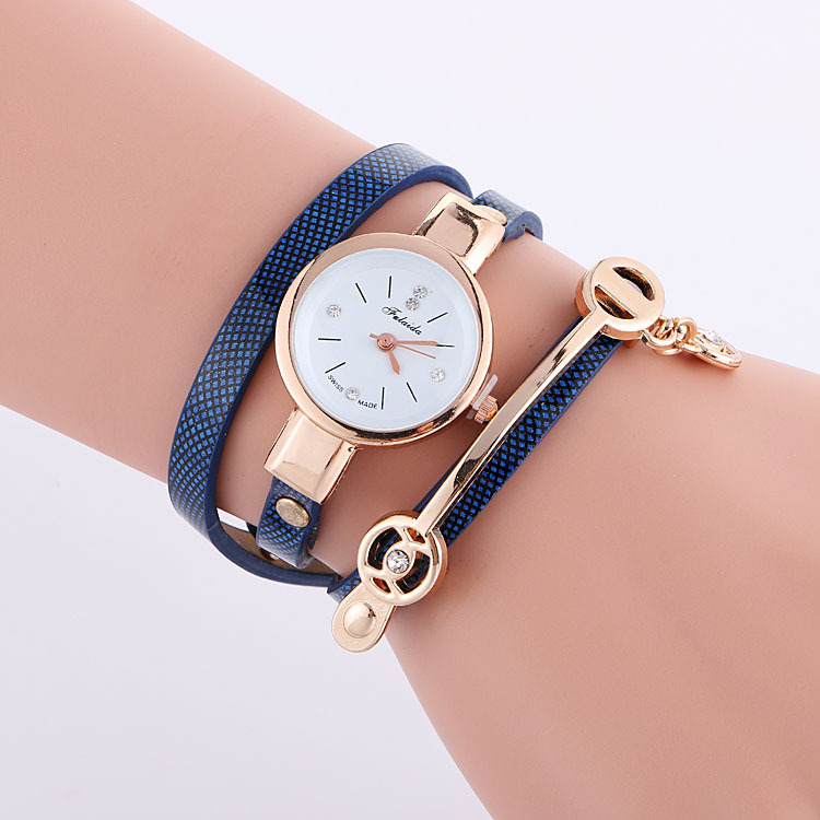 MIBO Women Leather Rhinestone Decorative Wristwatches Ladies Pendant Quartz Watches