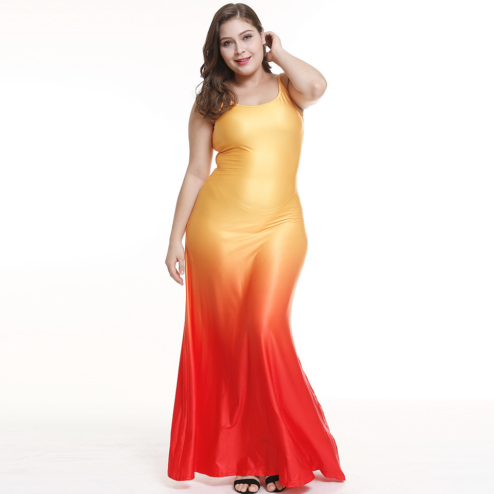 MiBo 2019 American fashion gradient Sling skirt dress women's dress spot summer size beach skirt
