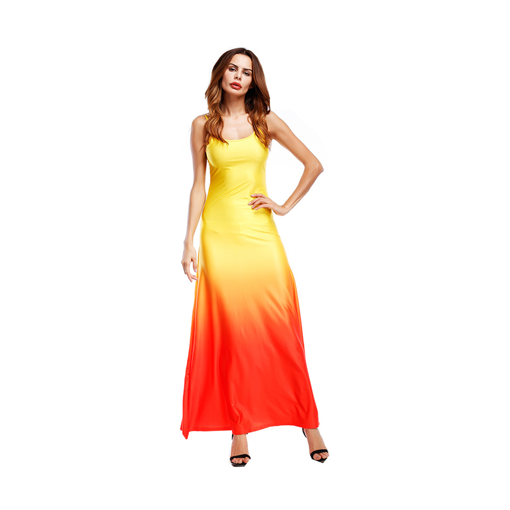 MiBo 2019 American fashion gradient Sling skirt dress women's dress spot summer size beach skirt