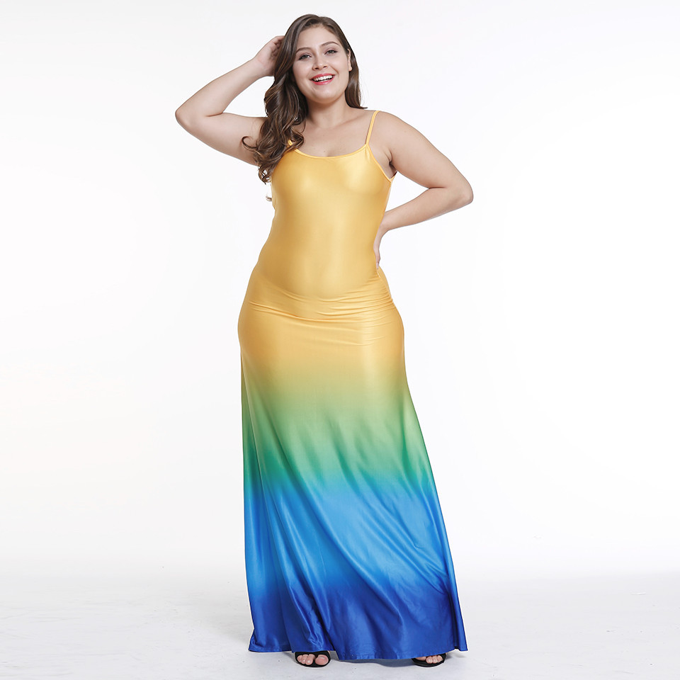 MiBo 2019 American fashion gradient Sling skirt dress women's dress spot summer size beach skirt