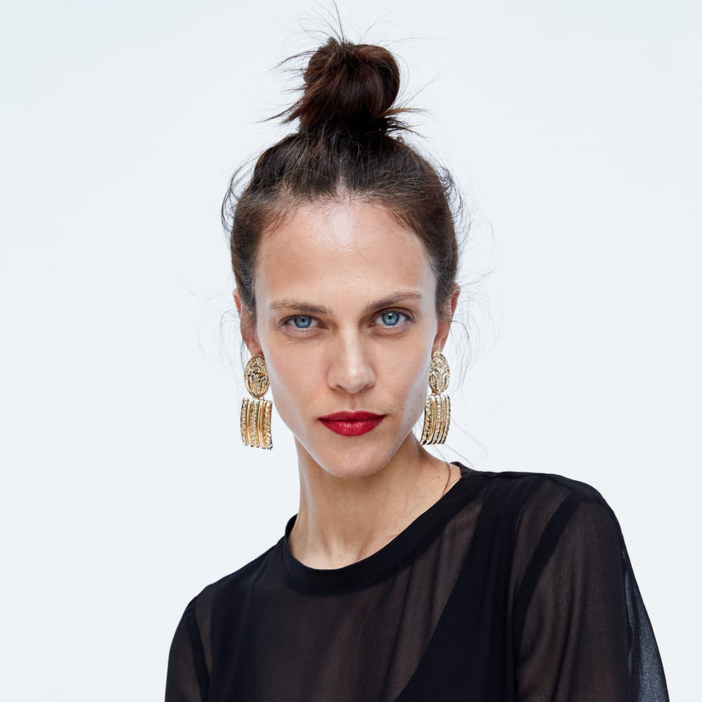 MIBO Girls Valentine Gifts big-name gold Earrings exaggerated atmosphere cool wind metal earrings