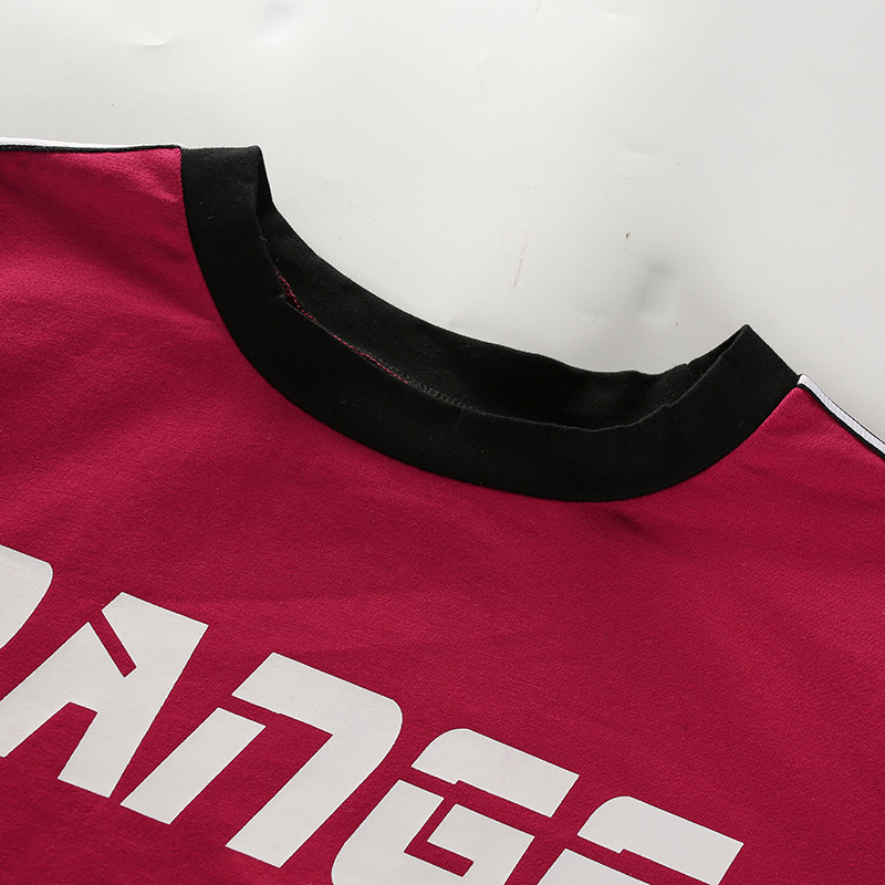 MIBO New Women's Letters Printed Short Contrast T-shirt Loose Short Sleeve Blouse Blouse