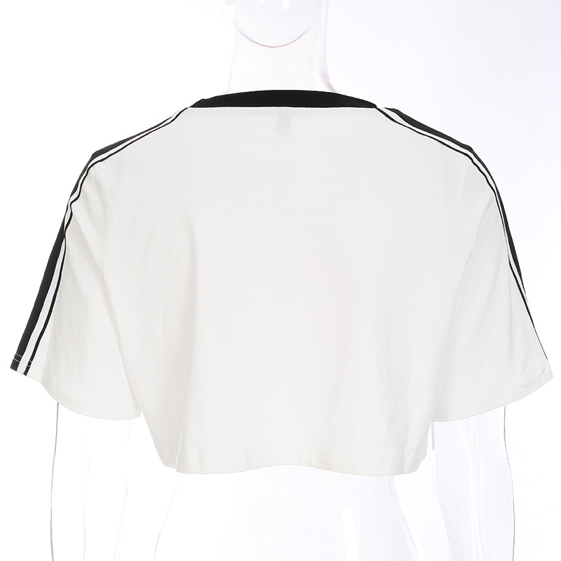 MIBO New Women's Letters Printed Short Contrast T-shirt Loose Short Sleeve Blouse Blouse