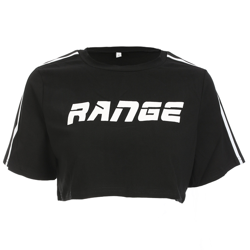 MIBO New Women's Letters Printed Short Contrast T-shirt Loose Short Sleeve Blouse Blouse