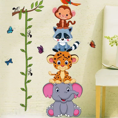 MIBO home removable wall sticker, children's room, bedroom, cartoon animal, height patch
