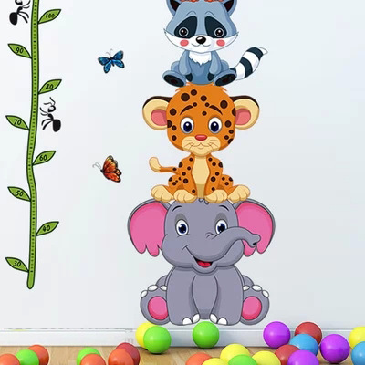 MIBO home removable wall sticker, children's room, bedroom, cartoon animal, height patch