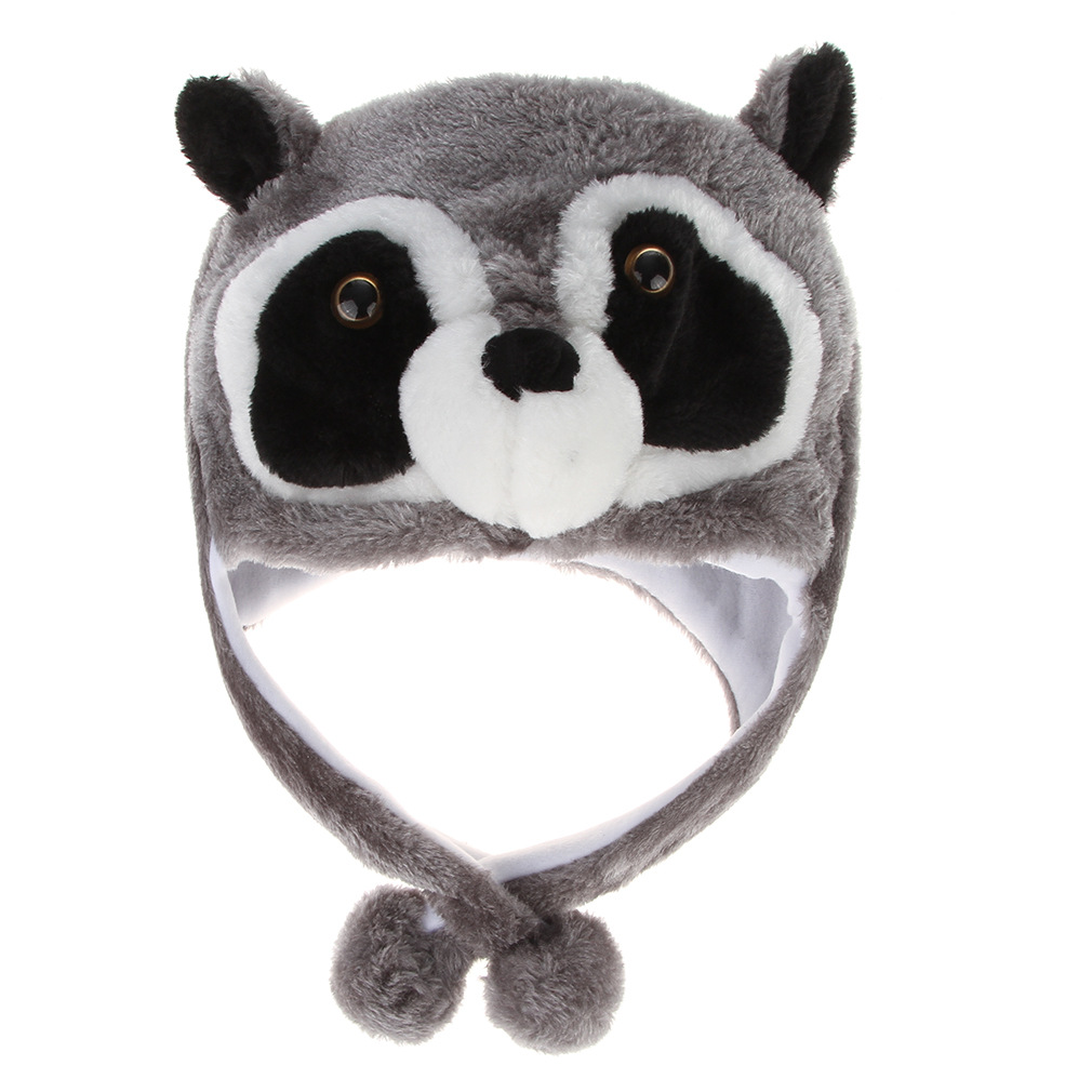 MIBO A Short Raccoon Plush Cap for Keeping Warm and Protecting Ears In Autumn and Winter