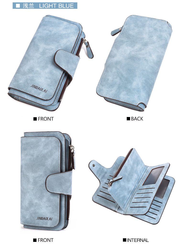 MIBO Long Frosted Fabric Discount Lady's 3% Discount Lady's Bag Multi-card Mobile Wallet