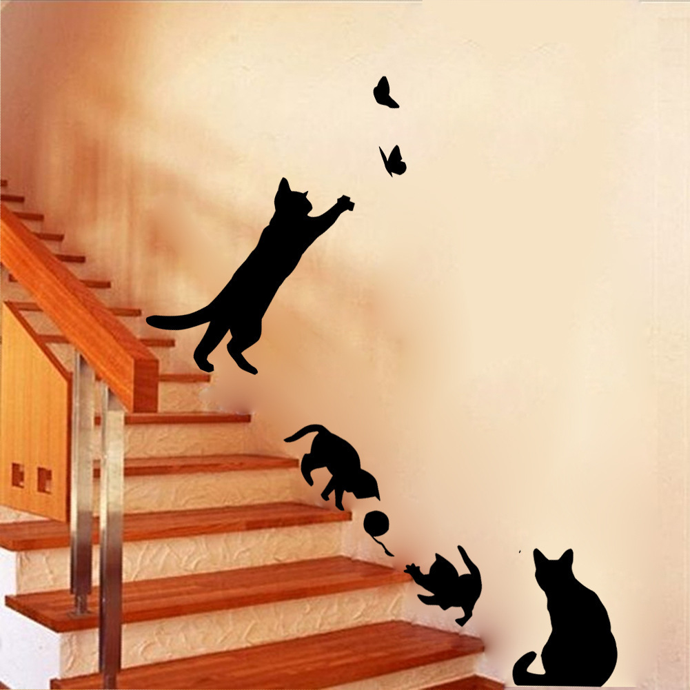 MIBO Decorative Painting Wall with Cat and Butterfly on The Living Room Bedroom Background Wall